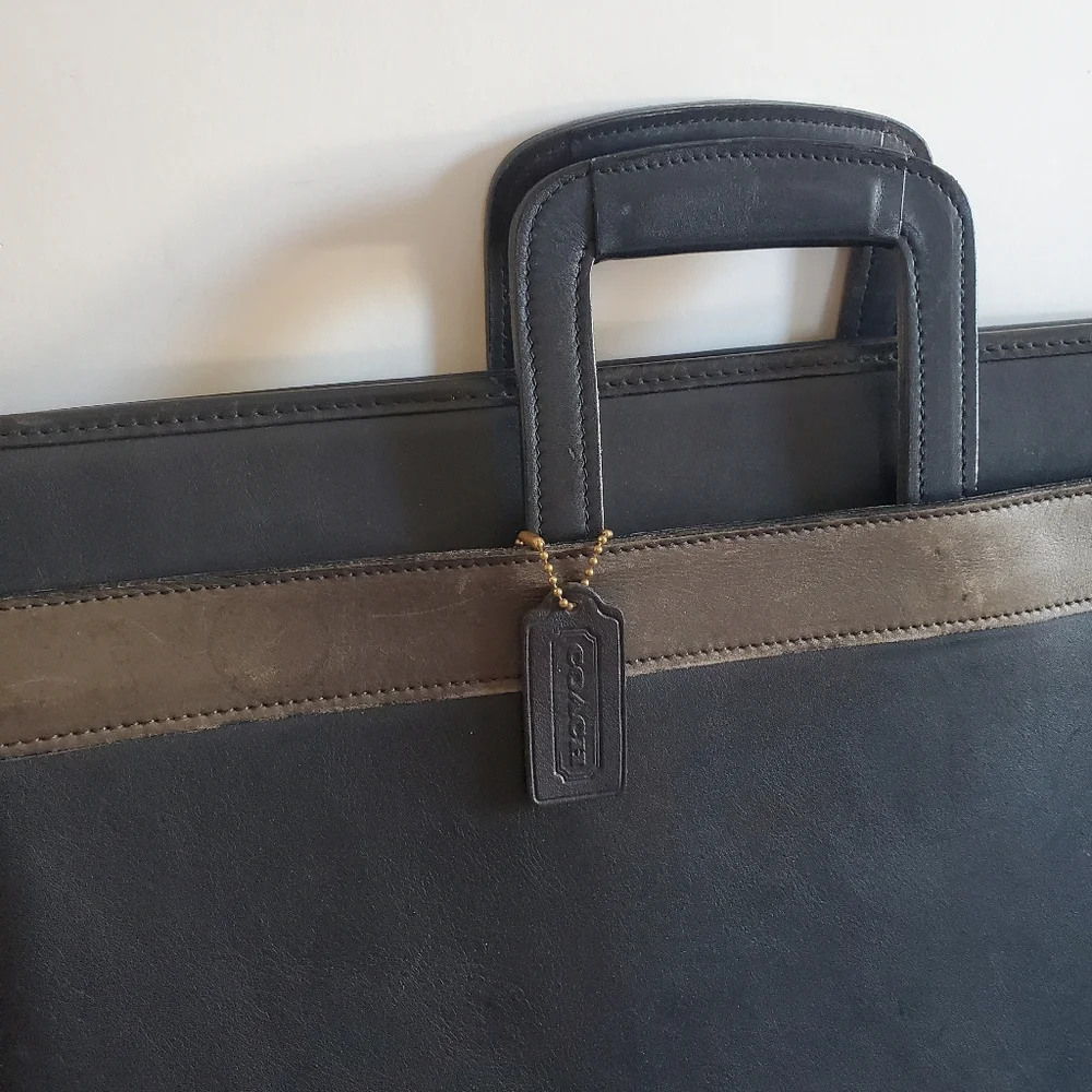 Vintage Coach Black Leather Briefcase Laptop Bag